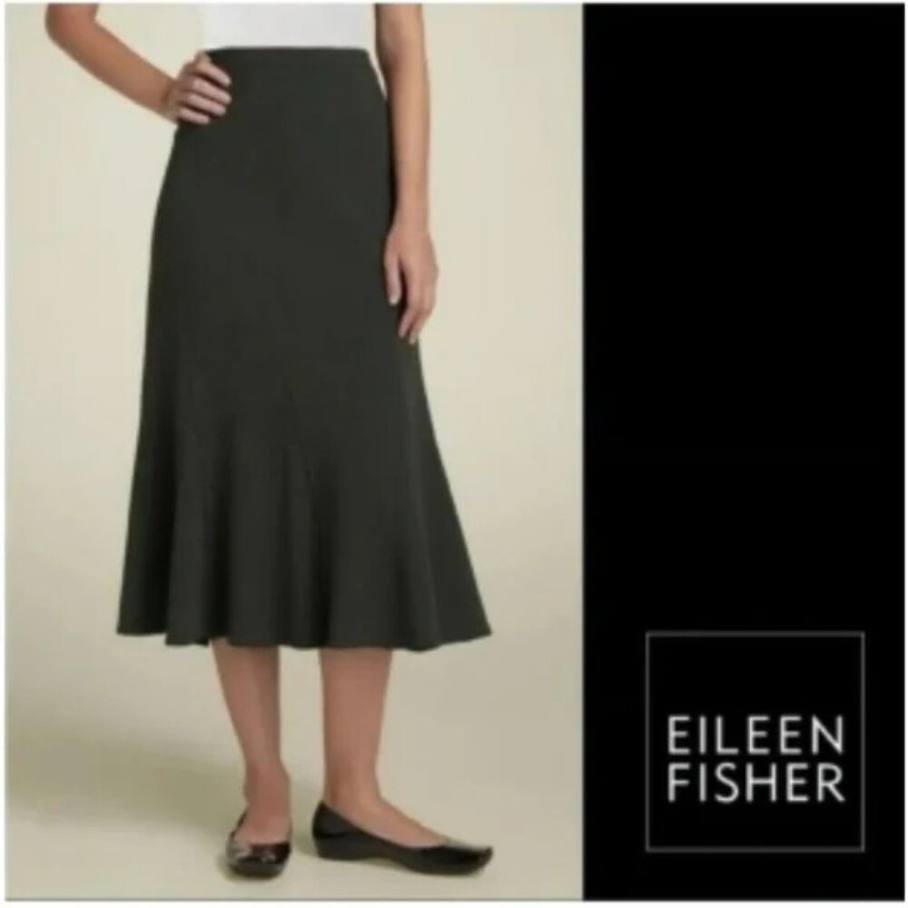 Eileen Fisher Viscose Wool Godet Maxi Skirt
